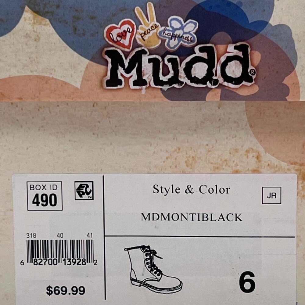Mudd Combat Boots Womens Size 6 Black Faux Leather Style MDMonti New In Box - Picture 2 of 16